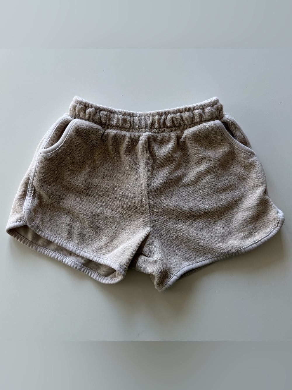 Zara Neutral Terry Pull-On Shorts in Light Taupe